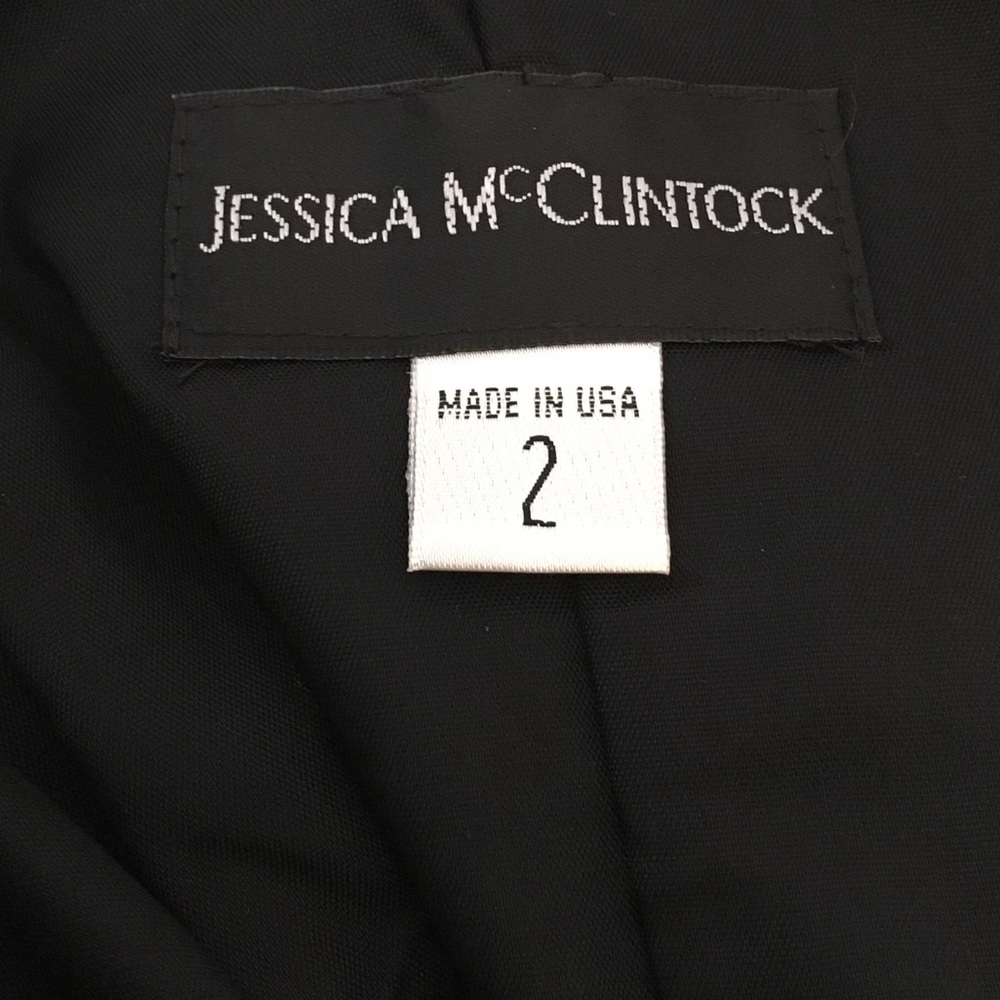 Vintage Jessica McClintock Strapless Olive & Burgundy Party Dress, size 2 - Picture 13 of 13